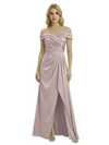 Off The Shoulder Mother Of The Groom Dresses Side Slit Satin Ruched A-Line Gown