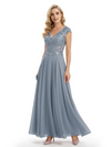 Beautiful Cap Sleeve Lace Chiffon A-Line Mother of the Bride dresses