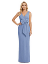 V-Neck Sheath Sleeveless Mother of The Bride Dress Crepe