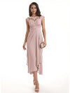 Elegant Bell Sleeves Chiffon A-line Midi Mother of The Bride Dresses