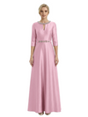 Sophisticated 3/4 Sleeves Beaded A-Line Satin Mother Of The Bride Dress
