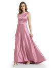 Stunning Asymmetrical Neckline Sleeveless A-Line Satin Formal Dress For Mother Of The Bride