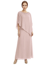 Classy Beaded Chiffon Overlay Poncho Style Mother of the Bride Gown