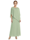 Classy Beaded Chiffon Overlay Poncho Style Mother of the Bride Gown