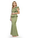Elegant Scoop Ruffle Satin Mermaid Mother Of The Bride Dress