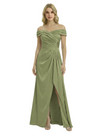 Off The Shoulder Mother Of The Groom Dresses Side Slit Satin Ruched A-Line Gown