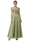 Sophisticated Off Shoulder Sleeveless A-Line Satin Mother Of The Bride Dress