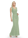 Mother of The Bride Dresses V-Neck Sleeveless Lace Mermaid Maxi Gown Elegant Flowy Formal Wedding Event Dress