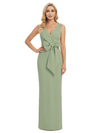 V-Neck Sheath Sleeveless Mother of The Bride Dress Crepe
