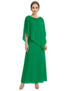 Classy Beaded Chiffon Overlay Poncho Style Mother of the Bride Gown