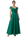 Sophisticated Off Shoulder Sleeveless A-Line Satin Mother Of The Bride Dress