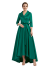 Modern High-Low 3/4 Sleeves Satin Mother Of The Bride Dress With Bow Knot