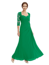 Sweetheart Ruched Lace 3/4 Sleeves A-Line Chiffon Mother Of The Groom Dress