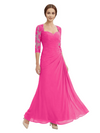 Sweetheart Ruched Lace 3/4 Sleeves A-Line Chiffon Mother Of The Groom Dress
