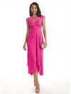 Elegant Bell Sleeves Chiffon A-line Midi Mother of The Bride Dresses