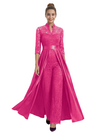 Mother of The Groom Outfit V-Neck 3/4 Sleeve Lace Pantsuit Satin Overskirt