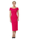 Mother of The Bride Dress Classy Off Shoulder Crepe Sheath Midi Gown Modern Wrap Detail
