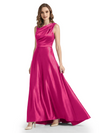 Stunning Asymmetrical Neckline Sleeveless A-Line Satin Formal Dress For Mother Of The Bride