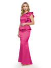 Elegant Scoop Ruffle Satin Mermaid Mother Of The Bride Dress