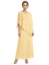Classy Beaded Chiffon Overlay Poncho Style Mother of the Bride Gown
