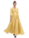 Mother of The Groom Outfit V-Neck 3/4 Sleeve Lace Pantsuit Satin Overskirt