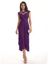Elegant Bell Sleeves Chiffon A-line Midi Mother of The Bride Dresses