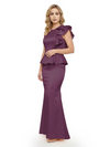 Elegant Scoop Ruffle Satin Mermaid Mother Of The Bride Dress