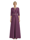 Sophisticated 3/4 Sleeves Beaded A-Line Satin Mother Of The Bride Dress