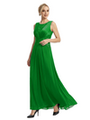 Mother of The Bride Dresses Scoop Sleeveless Lace Chiffon Maxi Gown Classy Ruched Formal Wedding Event Dress