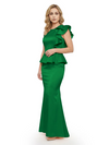Elegant Scoop Ruffle Satin Mermaid Mother Of The Bride Dress