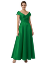 Sophisticated Off Shoulder Sleeveless A-Line Satin Mother Of The Bride Dress