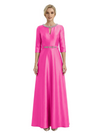 Sophisticated 3/4 Sleeves Beaded A-Line Satin Mother Of The Bride Dress