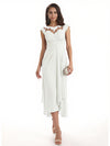 Elegant Bell Sleeves Chiffon A-line Midi Mother of The Bride Dresses