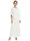 Classy Beaded Chiffon Overlay Poncho Style Mother of the Bride Gown