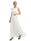 Mother of The Bride Dresses Scoop Sleeveless Lace Chiffon Maxi Gown Classy Ruched Formal Wedding Event Dress