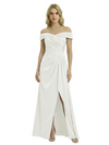 Off The Shoulder Mother Of The Groom Dresses Side Slit Satin Ruched A-Line Gown