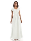 Elegant Short Sleeves Beaded Pleats A-line Floor-Length Mother of The Bride Dresses