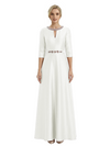 Sophisticated 3/4 Sleeves Beaded A-Line Satin Mother Of The Bride Dress