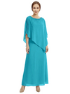 Classy Beaded Chiffon Overlay Poncho Style Mother of the Bride Gown