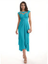 Elegant Bell Sleeves Chiffon A-line Midi Mother of The Bride Dresses