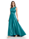 Stunning Asymmetrical Neckline Sleeveless A-Line Satin Formal Dress For Mother Of The Bride