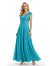 Beautiful Cap Sleeve Lace Chiffon A-Line Mother of the Bride dresses