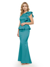 Elegant Scoop Ruffle Satin Mermaid Mother Of The Bride Dress