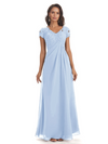 Elegant Short Sleeves Beaded Pleats A-line Floor-Length Mother of The Bride Dresses