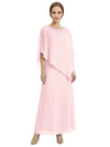 Classy Beaded Chiffon Overlay Poncho Style Mother of the Bride Gown