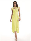 Elegant Bell Sleeves Chiffon A-line Midi Mother of The Bride Dresses
