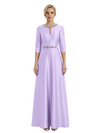 Sophisticated 3/4 Sleeves Beaded A-Line Satin Mother Of The Bride Dress