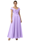 Sophisticated Off Shoulder Sleeveless A-Line Satin Mother Of The Bride Dress