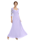 Sweetheart Ruched Lace 3/4 Sleeves A-Line Chiffon Mother Of The Groom Dress