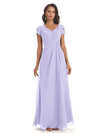Elegant Short Sleeves Beaded Pleats A-line Floor-Length Mother of The Bride Dresses